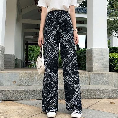 ペイズリー柄ハイウエスト ストレートパンツ フリーサイズ ブラック() ペイズリー柄ハイウエスト ストレートパンツ フリーサイズ ブラック