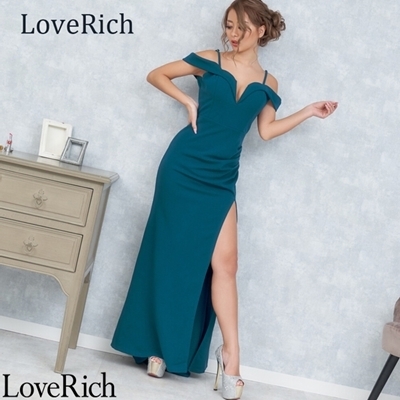<Love Rich>ストレッチマーメイドオフショルダーセクシースリットロングドレス キャバドレス (グリーン)() <Love Rich>ストレッチマーメイドオフショルダーセクシースリットロングドレス キャバドレス (グリーン)