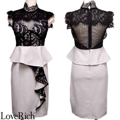<Love Rich>サイトフリル レース ミニドレス キャバドレス パーティードレス (グレー)() <Love Rich>サイトフリル レース ミニドレス キャバドレス パーティードレス (グレー)