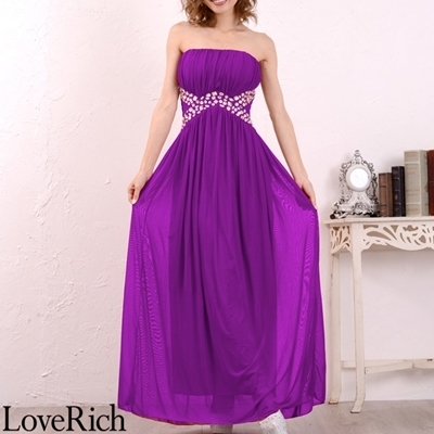 <Love Rich>セクシーウエストシースルーベアロングドレス パーティードレス フォーマル キャバドレス (パープル)() <Love Rich>セクシーウエストシースルーベアロングドレス パーティードレス フォーマル キャバドレス (パープル)
