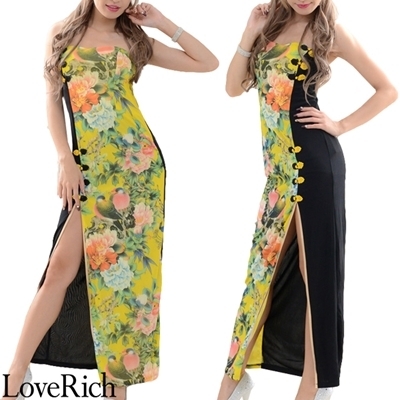 <Love Rich>足魅せパワーネットロングチャイナドレス 衣装 キャバドレス (イエロー)() <Love Rich>足魅せパワーネットロングチャイナドレス 衣装 キャバドレス (イエロー)