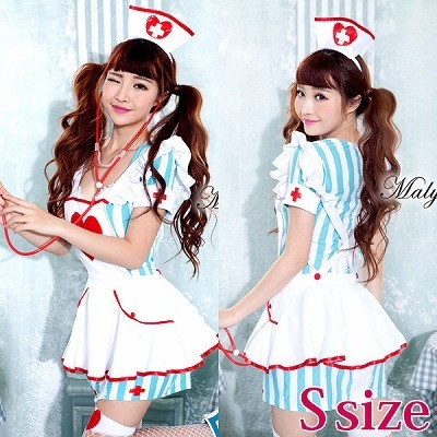 商品入荷待ち <malymoon>ストライプなエプロンナース S()