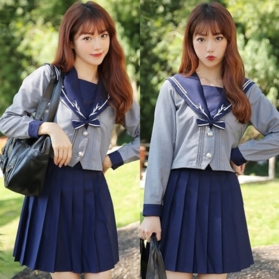 <malymoon>グレー×ネイビーの冬服長袖セーラー服() <malymoon>グレー×ネイビーの冬服長袖セーラー服
